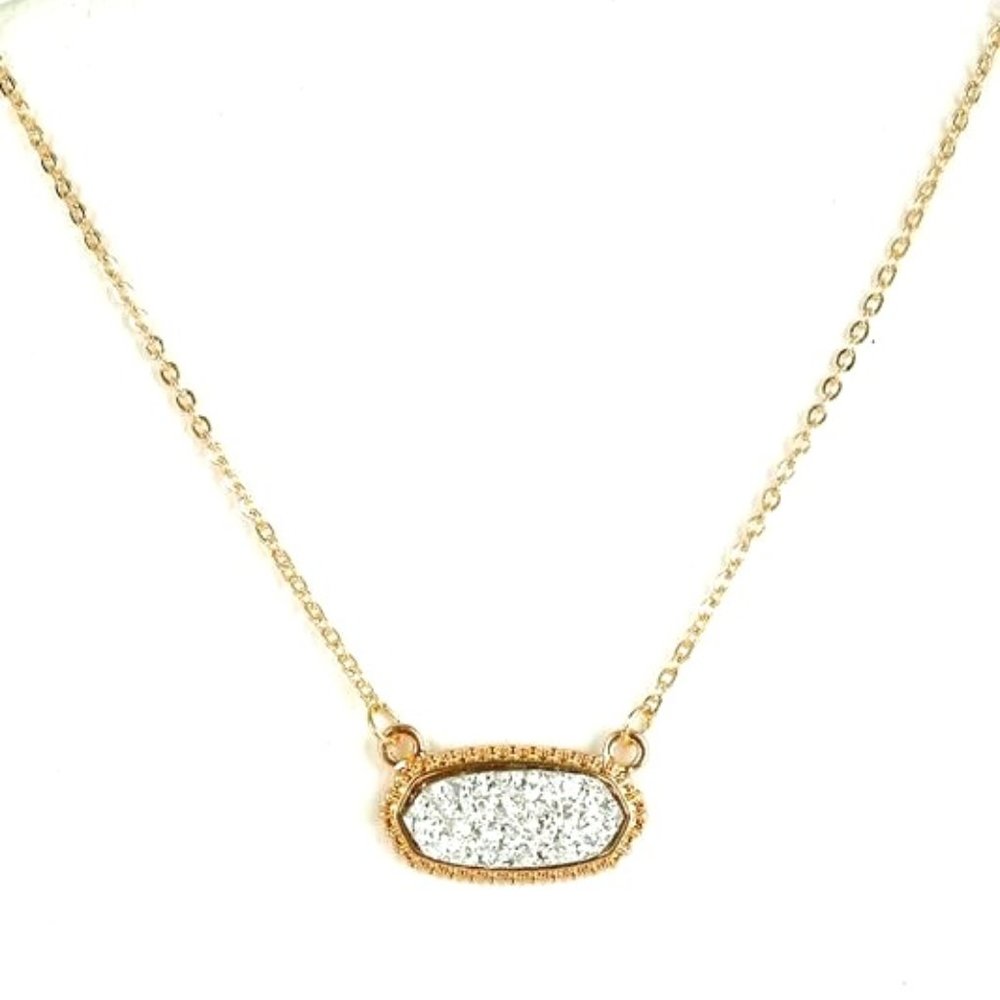 Colored Druzy Necklace - Silver
